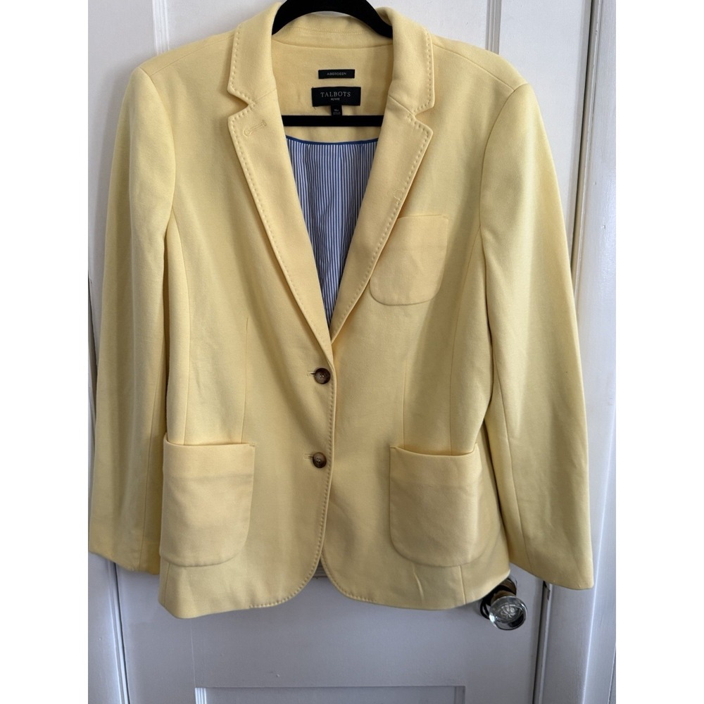 Talbots Butter Yellow Aberdeen Collared Long Sleeve Button-Front Blazer Size 16P